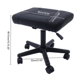 Foot Rest, 16.54''x12.99'' Under Desk Footrest 6cm Adjustable Height PU Leather Foot Stool with Wheels for Home Office Gaming Chairs Spa