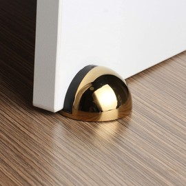 TERF® Polished Brass Door Stopper Floor Mounted Oval Dome Shape 50mm Doorstop Including Fixing Screw - Pack of 2