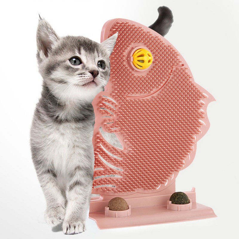 Wall Cat Self Groomer Removable Skin Friendly Fish Shape Rubbing
