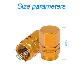 4 PCS Tire Stem Valve Caps Wheel Valve Covers Car Dustproof Tire Cap, Leak-Proof Air Protection Fits Cars, Trucks, Bikes, Motorcycles, Bicycles, Hexagon Shape Design (Gold)