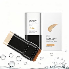 Base en Barra 3 en 1 con Protector Solar SPF 50+, Hidratante y Maquillaje Anti-Edad – Base en Crema de Cobertura Completa con Brocha Difuminadora, Portátil y Duradera para Piel Impecable. (NATURAL COLOR)