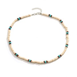 Your Always Charm Puka Shell Necklace Men Turquoise Beaded Necklace for Men Beach Surfer Necklaces Jewelry Beach Vacation Essentials Summer Mens Necklaces