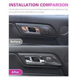 YINGTUU for Ford Mustang 2015-2025 Accessories Interior Sticker Car Inner Door Handle Decal Trim Cover (with Memory seat Button)