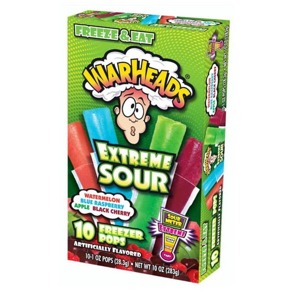 Warheads Extreme Sour Freezer Pops 8 boxes with 10 pops per box