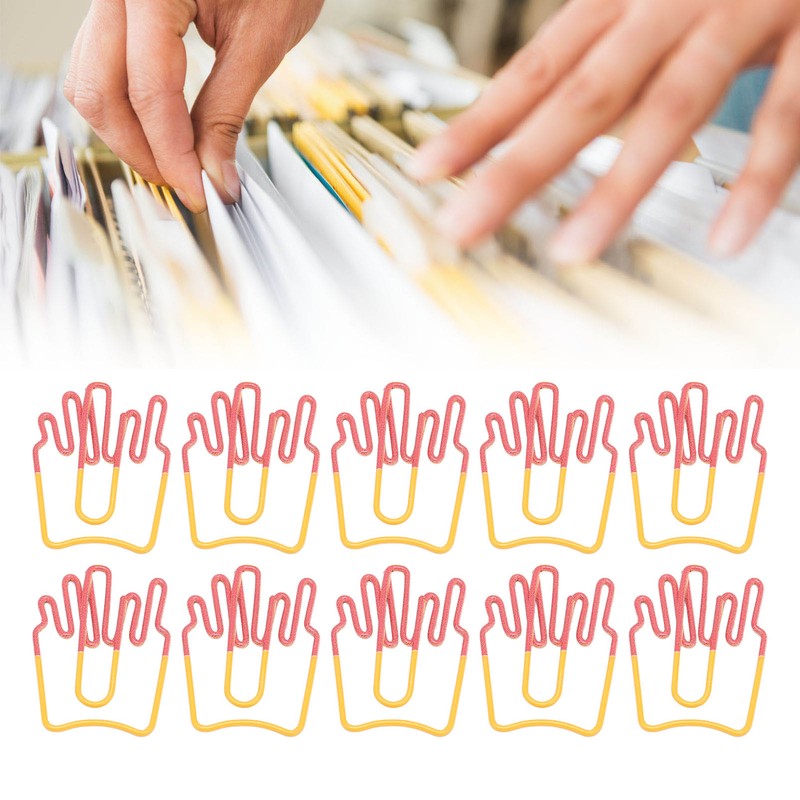 100Pcs Paper Clips Cute French Fries Shape Electroplating Process Lightweight