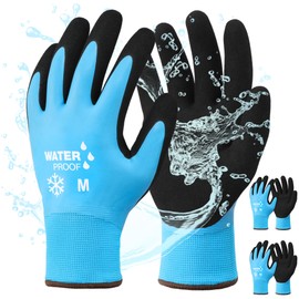 DULFINE 100% Waterproof Winter Work Gloves for Men and Women,(2 Pairs Pack) Foam Latex Coated and Thermal Insulated Gloves for Cold Weather,Outdoor Freezer Gloves(Large)