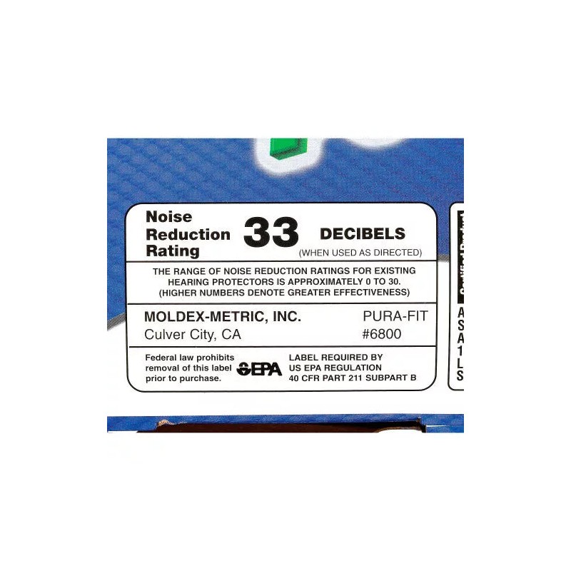 Moldex 6800 Purafit Tapered Earplugs Soft Foam NRR33 Uncorded Quantity