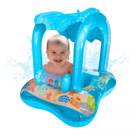 Grupo Carnavallia Salvavidas Inflable Infantil Azul Con Techo Para Bebé Acuati