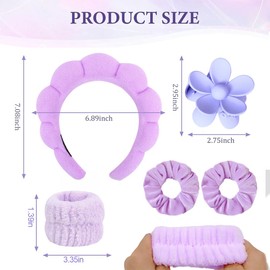 MWUMRCM 6 Stück Haarband Kosmetik, Schwamm Stirnband Armband Haarnadel Sets zum Waschen für Frauen Mädchen Hautpflege Entfernung Spa Yoga Sport Dusche Kopfband Frottee Handtuch Stoff Haarband