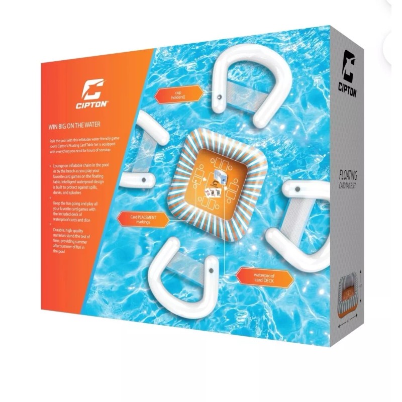 Cipton Floating Card Table Set with Table, & 4 inflables