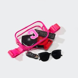 Pander - Cinturón pequeño transparente con ribete de tela de nailon, perfecto para el día del juego, juego de pelota, eventos esenciales del estadio, Sonic Pink / C, C Taza