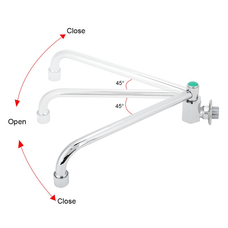 Copper Alloy Silver Wall‑Mounted 360 Degree Rotating Faucet Semi‑Automatic Kitchen