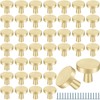 Therwen 50 Pcs Cabinet Knobs Brushed Brass Cabinet Knobs Round