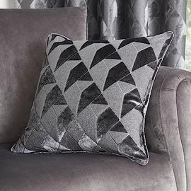 Appletree - Slate Grey Jacquard Cushion (43 x 43 cm) Silver Grey Cushion with Cover Luxury Filled Cushion Dark Grey Bed Pillow Worcester Collection