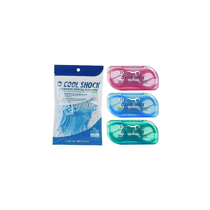 Cool Shock | Flossers con hilo firme y mango antideslizante.