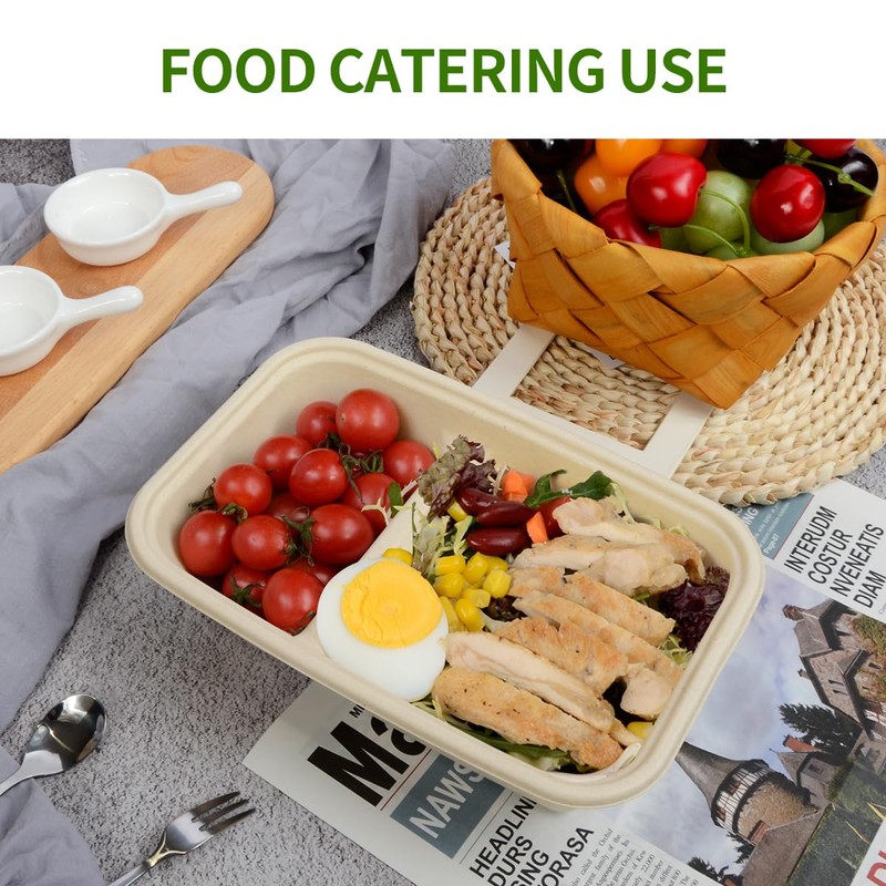 AICHEF 100 Pack 2 Compartment Paper Bowls for Chip Dip,