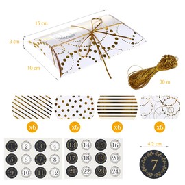 Naler Advent Calendar 2024, 24pcs Christmas Candy Gift Box Advent Calendars Boxes for Kids Adult DIY Christmas Countdown Handicrafts Craft Decoration, Gold