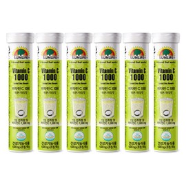 Sunlife Effervescent Vitamin C 1000 Lemon Lime Flavor, 20 Tablets, Pack of 6