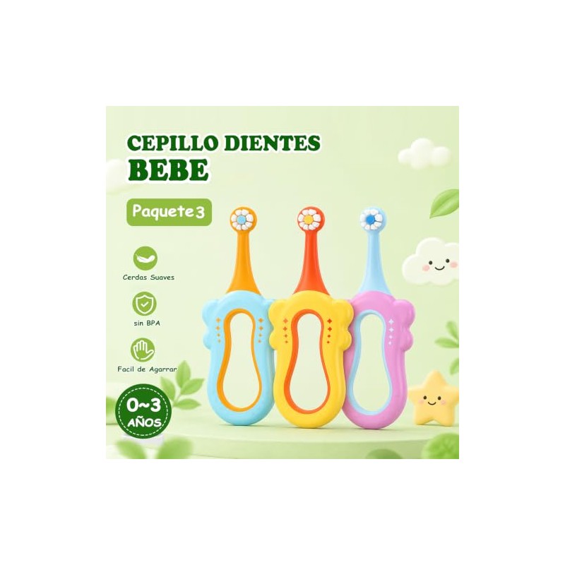 Juego de 3 Cepillo de Dientes para BEbe, Cepillo de