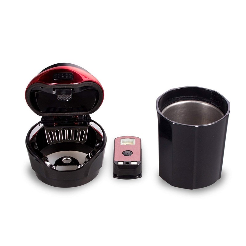 Car Ashtray with Blue LED Light Indicator and Lid for