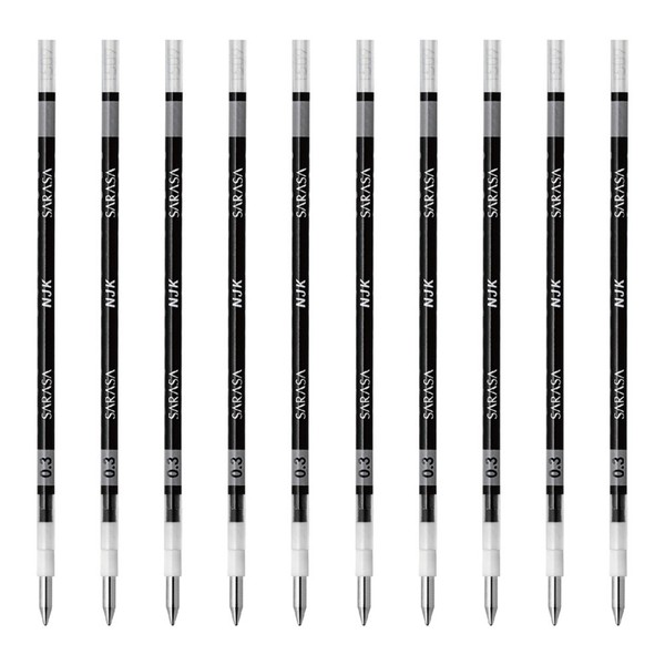 10pcs Zebra Sarasa NJK-0.3 0.3 mm Gel Ink Multi Pen Refill (Box Set) - Black Ink