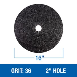 Mercer Industries 426036 Silicon Carbide Floor Sanding Disc, Cloth Back, 16" x 2" Hole, Grit 36X, 20-Pack