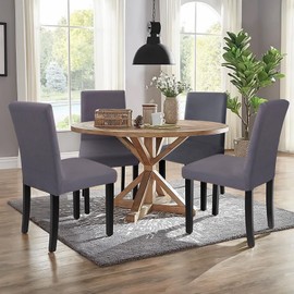 Chair Covers, Set of 6, Grey, Stretch Dining Room Chair Covers for Dining Room Chairs, Removable Washable Spandex Chair Cover for Kitchen Chairs, Hotel, Banquet (Grey, 6 Pieces)