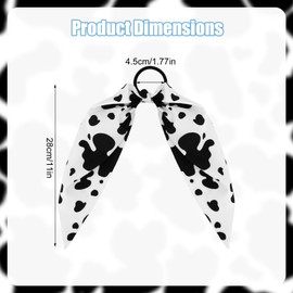 2pcs Cow Print Hairband for Girls, Non-Slip Rabbit Bunny Ear Bowknot Scrunchie Elastic Ponytail Holder Cow Pattern Headband Accessories for Curly Straight & Thin Hair