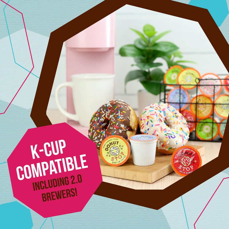 Donut Stop Flavored Coffee Pods, Compatible with 2.0 K-Cup Brewers,