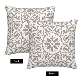 GAAFOSIPH Set of 2 Grey Cushion Covers 45 x 45 cm Bohe Modern Double Sided Printed Square Linen 18 x 18 inches Cushions Cover Home Decorations Pillow Cover for Sofa Bed Garden