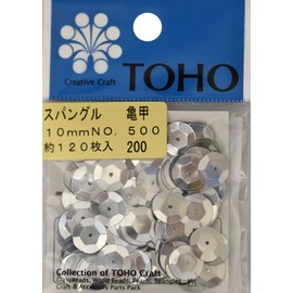 TOHO #500 Spangle Turtle Shell Approx. 0.4 inches (10 mm), Silver, Approx. 120 Sheets