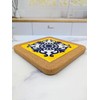 Portuguese Ceramic Tiles Trivet with Cork Base for Hot Pots