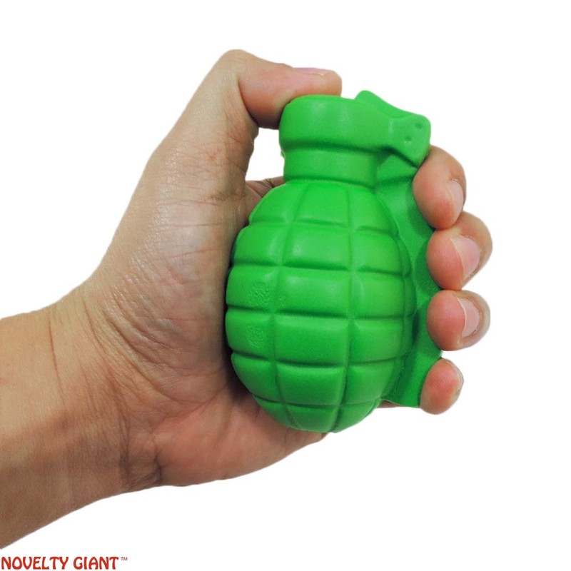 Stress Relief Squeezable Foam Green Grenade