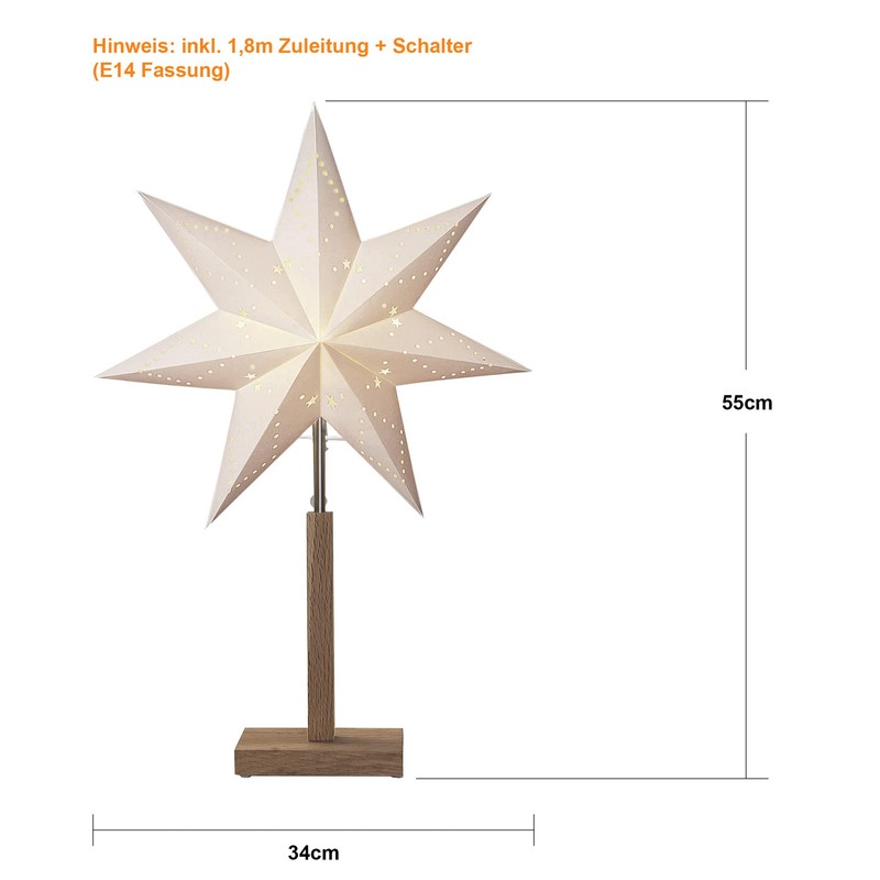 Star "Karo Mini" Material: Wood/Paper, Colour: Beige, Height: 55 x