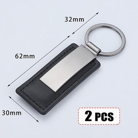 2 Pcs Black Leather Key Chain with Metal Key Ring Black Leather Keyring Key Fob Hanging Ornament Car Keychain for Car Keychain