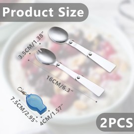 2 Pcs Replacement Spoon & Fork for Thermos,Stainless Steel Foldable Spoon & Dinner Fork,Portable Outdoor Tableware for Fork for Outdoors Travel Replacement Parts Compatible with 16oz Food Jar