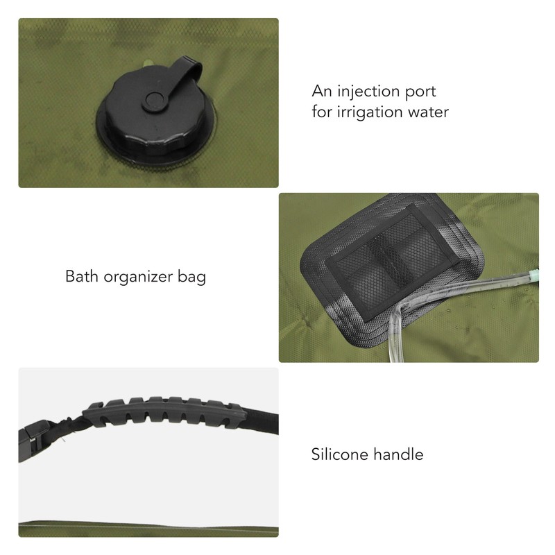 Green 20L Solar Heating Shower Bag Foldable PVC Folding Camping