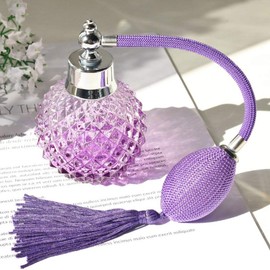 YangLand 1pcs 100ml Vintage Crystal Perfume Bottle Spray Atomizer Long Spray Bottle Glass Bottle Lady Gift (Purple)