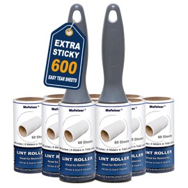 Mofeisor Lint Roller Set, 600 Sheets Sticky Roller for Clothes, 10 Refills with 2 Handles, 60 Sheets per Roll, Extra Sticky for Pet Hair and Dust, 10 cm Length