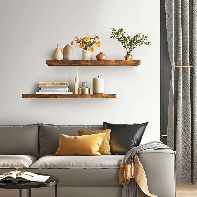 BAYKA Floating Shelves, 36 inches Long Wall Mounted Rustic Wood