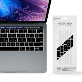 IBENZER Macaron Series Silicone Keyboard Cover for MacBook Pro 13’’ or 15’’ with Touch Bar (2018 2017 2016 Model: A1706 A1707 A1989 A1990), Black,MKC05BK