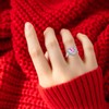 Uloveido White Gold Plated Heart Shape Pink Crytal Rings Wedding,
