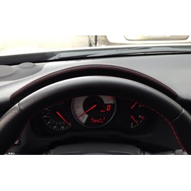 RedlineGoods Gauge Hood Cover Compatible with Scion FR-S 2012-16. Tailor Made - not Universal. Genuine top-Grade Italian Black Perforated Leather with Red Thread