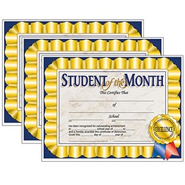Hayes Publishing Student of The Month Certificate, 8.5" x 11", 30 Per Pack, 3 Packs