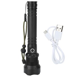 XHP70 9000LM 3 Lighting Modes LED Flashlight USB Strong Light Torch for HuntingBlack