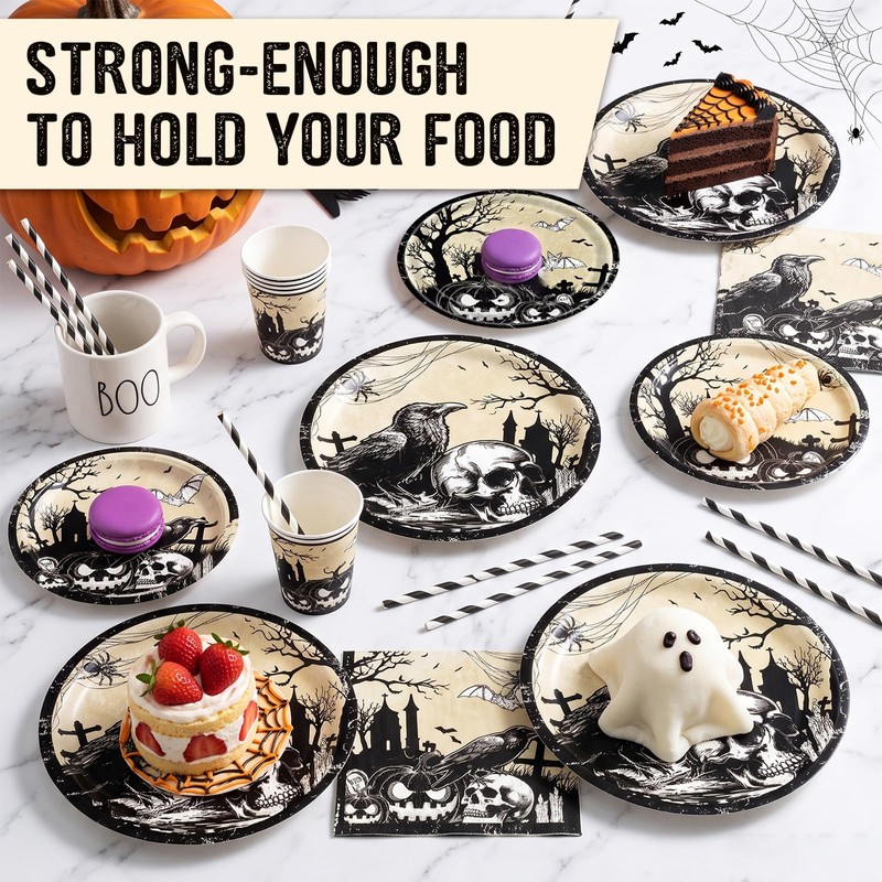 Halloween Party Tableware Set for 20 Guests, Party Decors Dinnerware