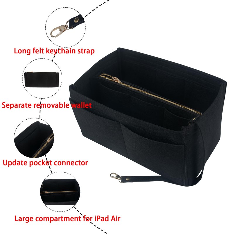 AWAVM Bag Organizer Insert - Multi-Pocket Felt Liner for Handbags,