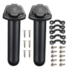 Borogo 2 Pack Kayak Deck Flush Mount Fishing Rod Holders and Cap Cover for Boat, Can