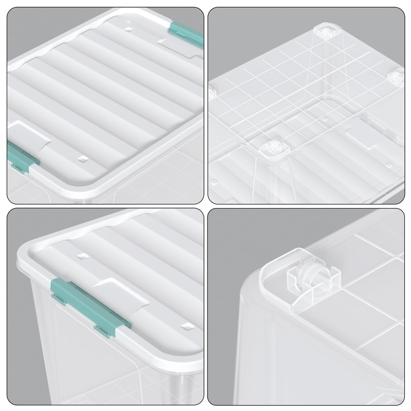 Doryh 4 Pack 85 Quart Latching Storage Box Bin, Large