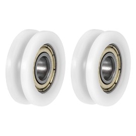 sourcing map Pack of 2 groove bearing belts, ball bearings, 6 x 21 x 7 mm, double metal roller guide wheel